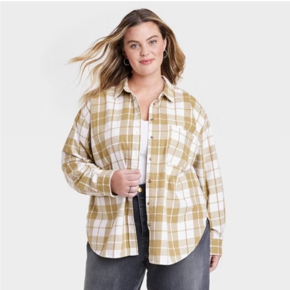 Universal Thread Women’s Plaid Button Down Shirt in Red and White 1x - Picture 1 of 13